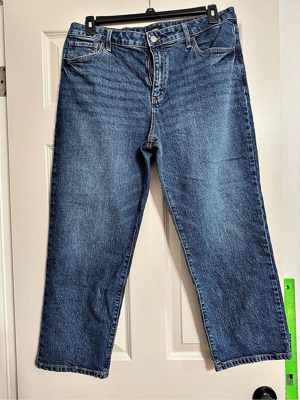 Express High Waisted Straight Jeans Straight Leg Jeans in Blue Waist 14
